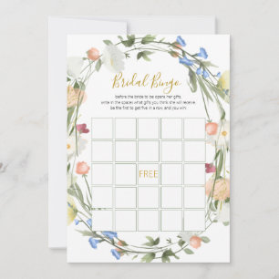 Wildblumen-Braut-Shower-Bingo-Spiel Feiertagskarte
