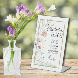 Wildblumen-Brautjunggesellinnenabschied-Mimosa-Bar Sockelschild