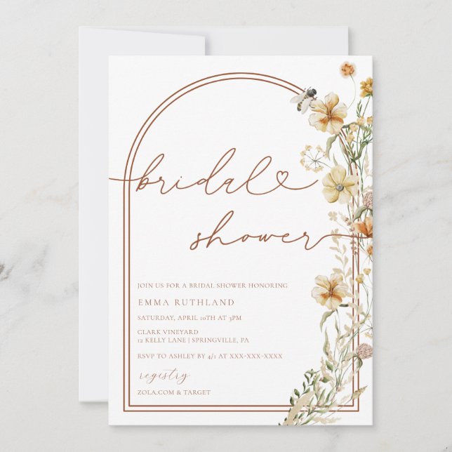 Wildblumen-Brautparty Einladung (Vorderseite)