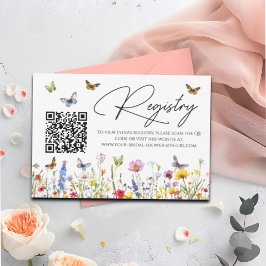 Wildblumen Brautparty QR Code Registrierungskarte RSVP Karte