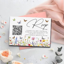 Wildblumen Brautparty QR Code RSVP-Karte RSVP Karte