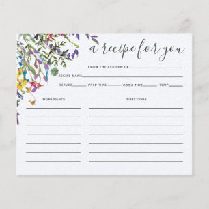 Wildblumen Brautparty Rezeptkarte