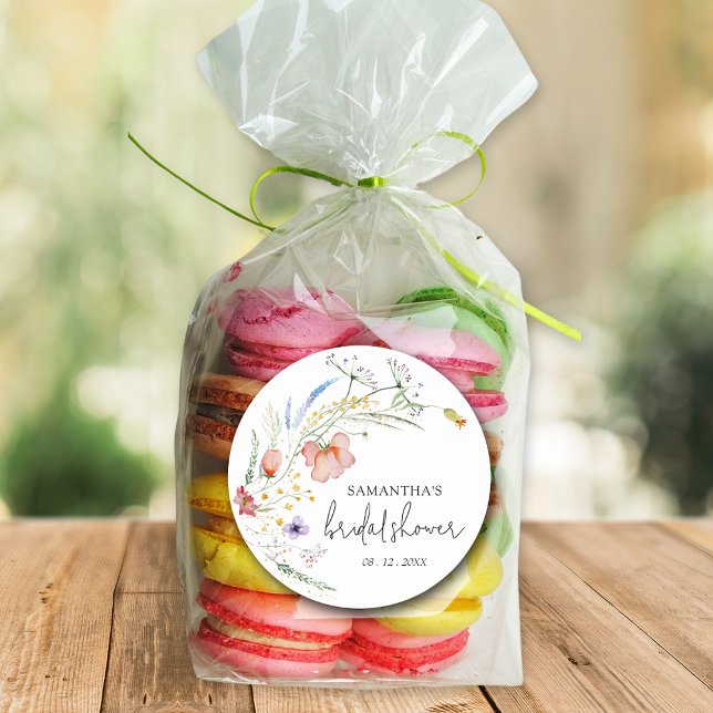 Wildblumen Brautparty Runder Aufkleber (Von Creator hochgeladen)