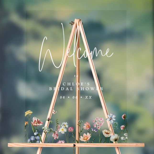 Wildblumen Brautparty Willkommen Acrylschild (Neutral)