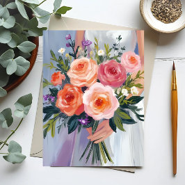 Wildblumen-Brautstrauß | Florale Hochzeit Braut Postkarte