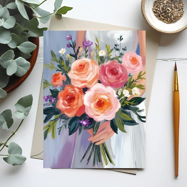 Wildblumen-Brautstrauß | Florale Hochzeitsbraut Postkarte (Von Creator hochgeladen)