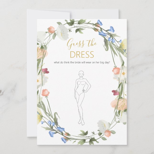Wildblumen Bridal rät das Dressspiel Einladung (Vorderseite)
