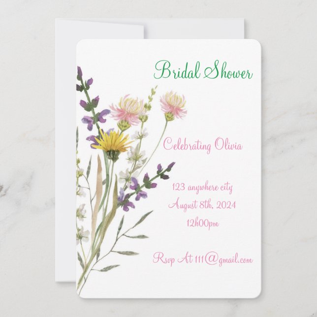WILDBLUMEN BRIDAL SHOWER EINLADUNG (Vorderseite)