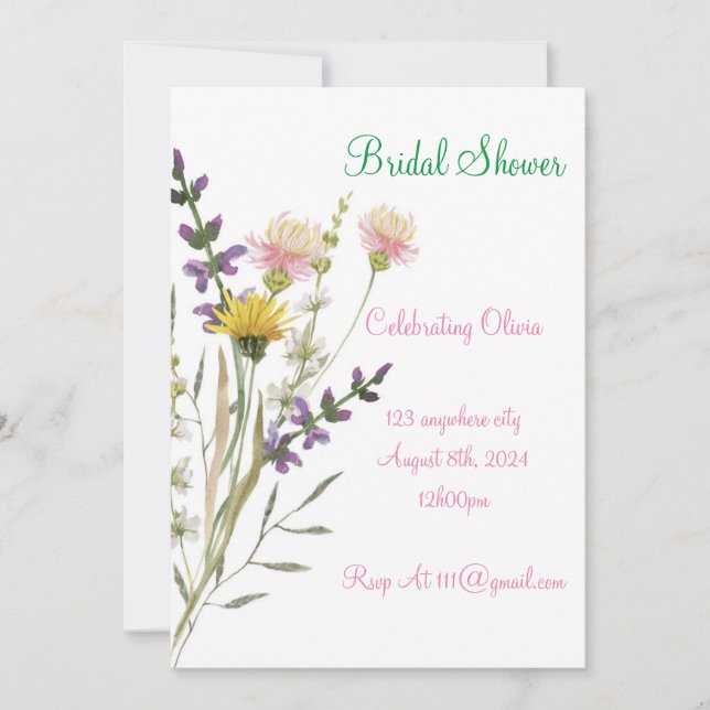 WILDBLUMEN BRIDAL SHOWER EINLADUNG (Vorderseite)