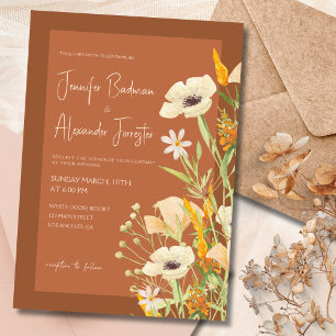 Wildblumen Burnt Orange Rust Terracotta Wedding Einladung