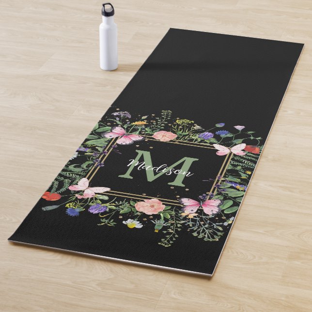 Wildblumen Butterfly Monogramm Übungsmatte Yogamatte (Beispiel)