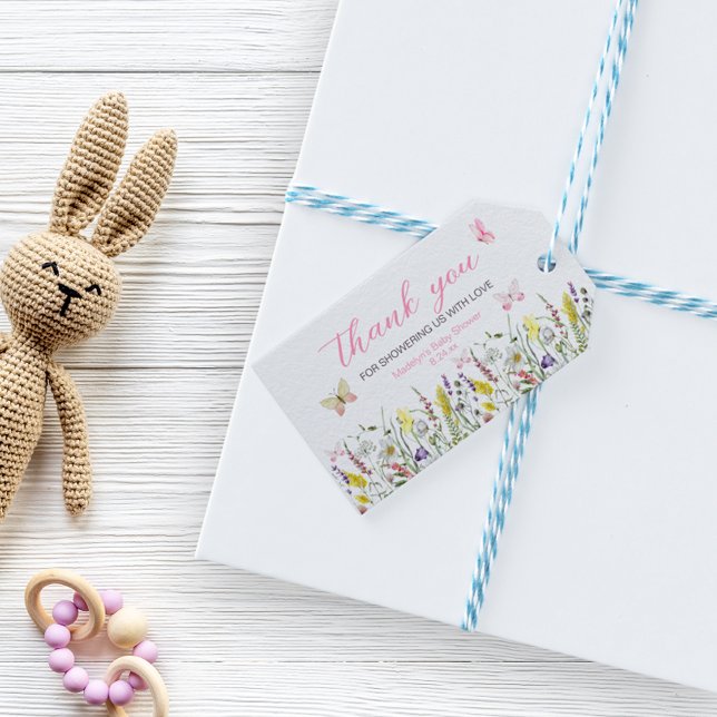 Wildblumen Butterfly Watercolor Vielen Dank Geschenkanhänger (Von Creator hochgeladen)