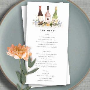 Wildblumen Cheers Weinflaschen Wedding Menu Card Dankeskarte