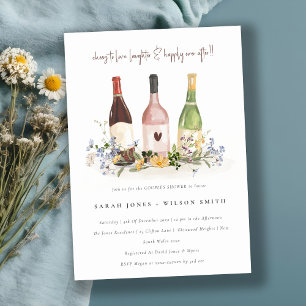 Wildblumen Chefin Weinflaschen Paare Dusche Einladung
