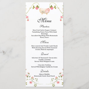 Wildblumen Chic Floral Üppig Boho Weiße Babyparty Menükarte