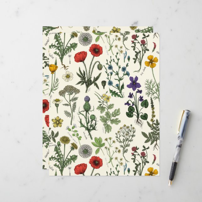 Wildblumen-Collage (Vorderseite/Rückseite Beispiel)