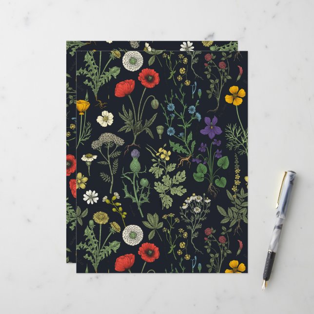 Wildblumen-Collage (Vorderseite/Rückseite Beispiel)