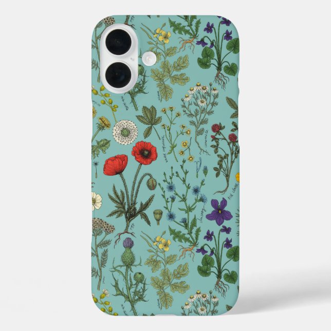 Wildblumen-Collage auf Blau Case-Mate iPhone Hülle (Rückseite)