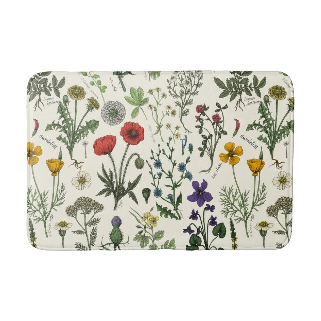 Wildblumen-Collage Badematte (Vorderseite)