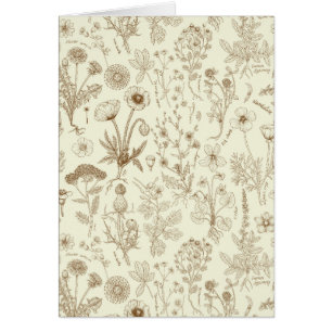 Wildblumen-Collage/ beige und sepia