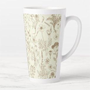 Wildblumen-Collage/ beige und sepia Milchtasse