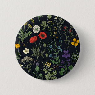 Wildblumen-Collage Button