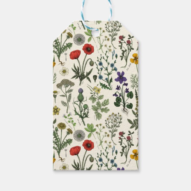 Wildblumen-Collage Geschenkanhänger (Vorderseite)