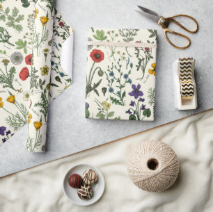 Wildblumen-Collage Geschenkpapier