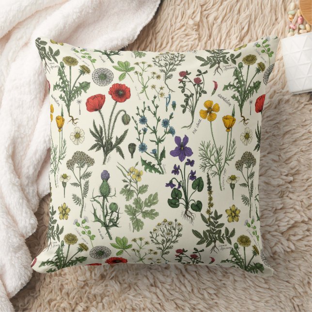 Wildblumen-Collage Kissen (Decke)