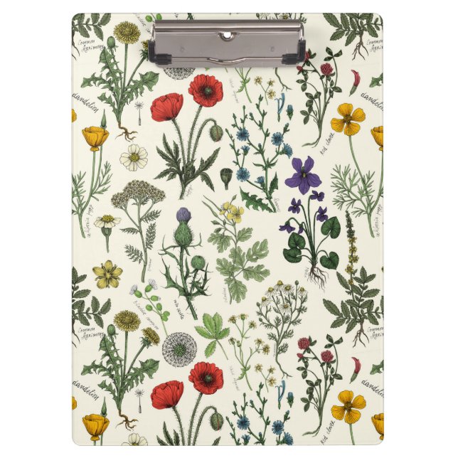 Wildblumen-Collage Klemmbrett (Vorderseite)