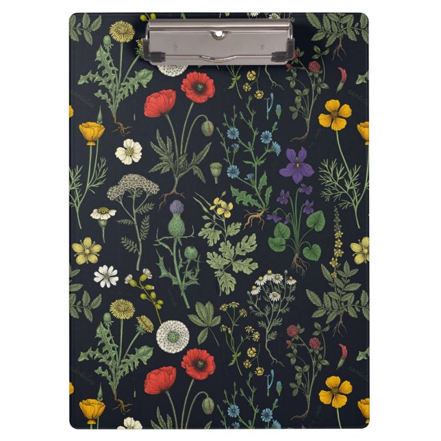 Wildblumen-Collage Klemmbrett (Vorderseite)