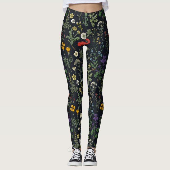 Wildblumen-Collage Leggings (Vorderseite)