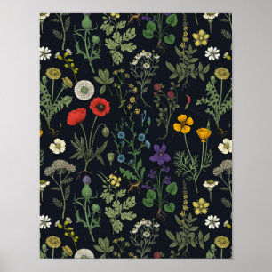 Wildblumen-Collage Poster