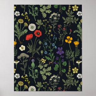 Wildblumen-Collage Poster