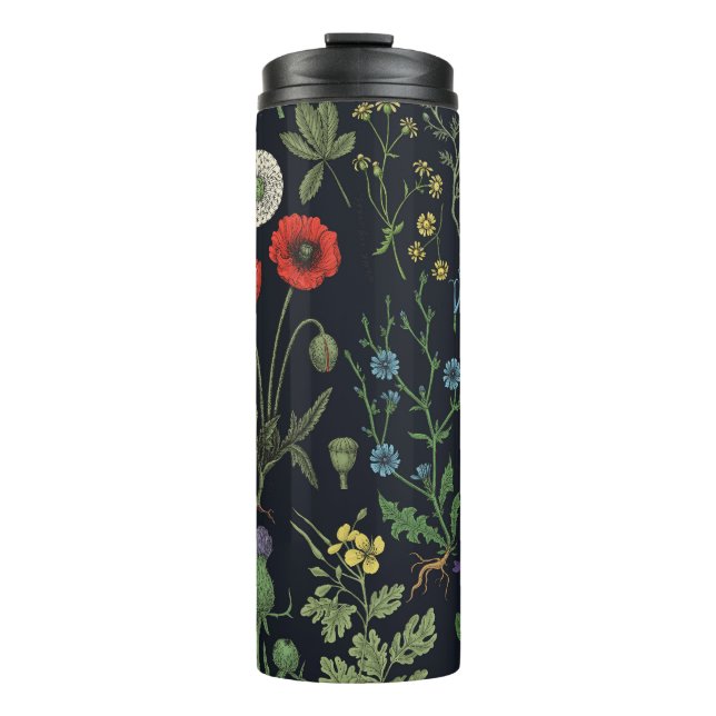 Wildblumen-Collage Thermosbecher (Vorderseite)