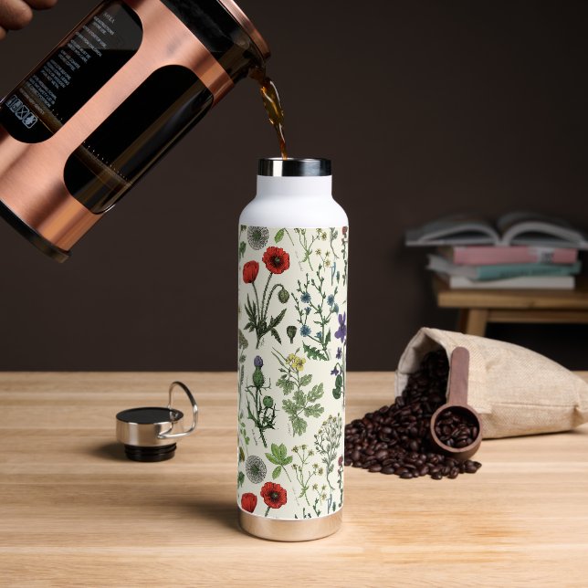 Wildblumen-Collage Trinkflasche (Kaffee)