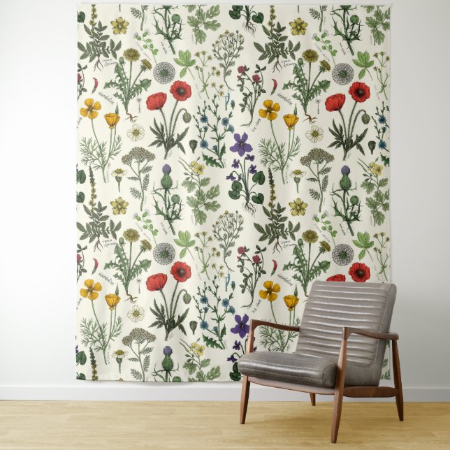 Wildblumen-Collage Wandteppich (Beispiel)