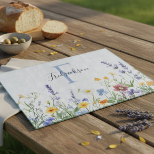 Wildblumen Cottagecore Botanische Florale Monogram Schneidebrett