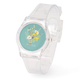 Wildblumen Daisies Floral Bouquet Individuelle Nam Armbanduhr