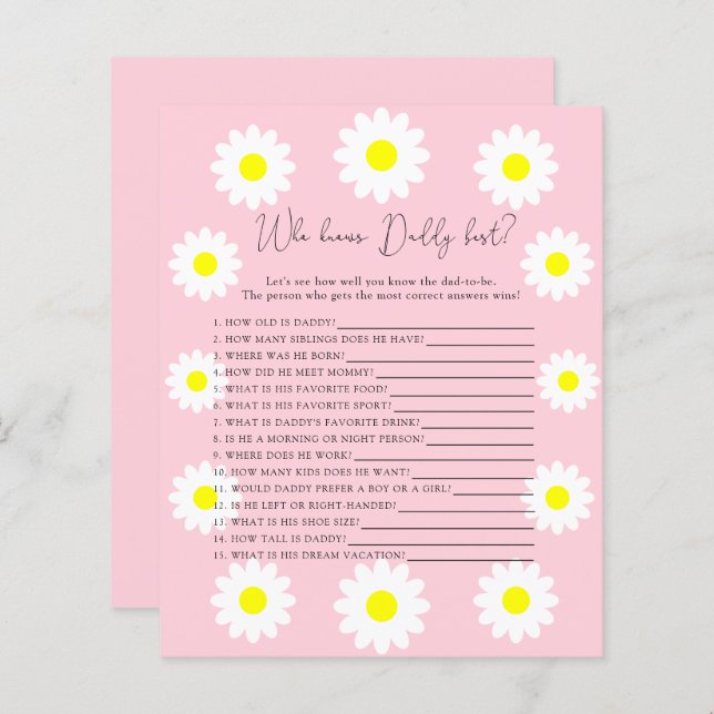 Wildblumen Daisies - Wer kennt DADDY am besten (Vorne/Hinten)