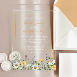 Wildblumen Daisy Lavender Botanisches Brautparty Acryleinladungen