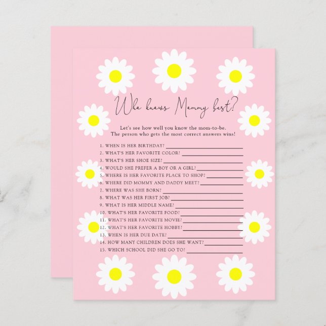 Wildblumen Daisy - Wer kennt MOMMY am besten (Vorne/Hinten)