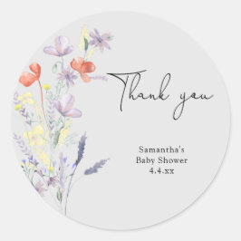 Wildblumen danke Babydusche Runder Aufkleber