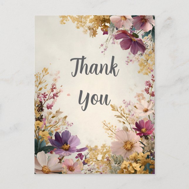 Wildblumen Dankeskarten Postkarte (Vorderseite)
