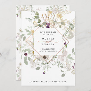 Wildblumen Delikate Rose Gold Geometric Save The Date