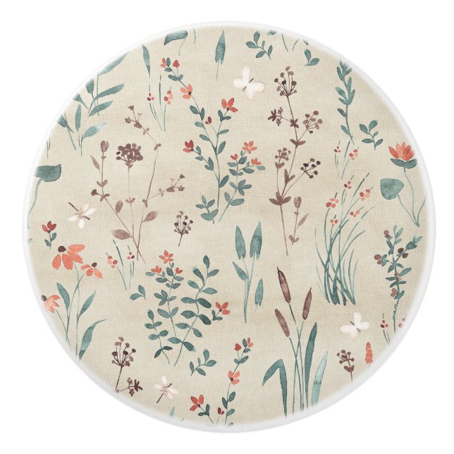 Wildblumen der Flora Keramikknauf (Vorderseite)