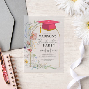Wildblumen der Graduierungspartei Pink Grad Hat