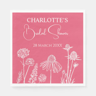 Wildblumen der Rose Skizziertes Brautparty Serviette