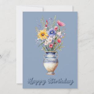 Wildblumen der Vase Geburtstags-Flachgrüßkarte Karte