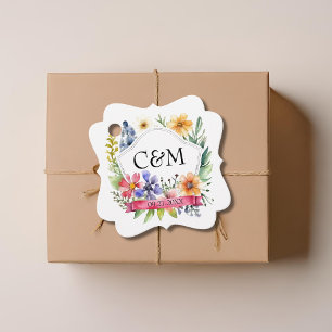 Wildblumen des Aquarellgartens Hochzeitmongram Geschenkanhänger